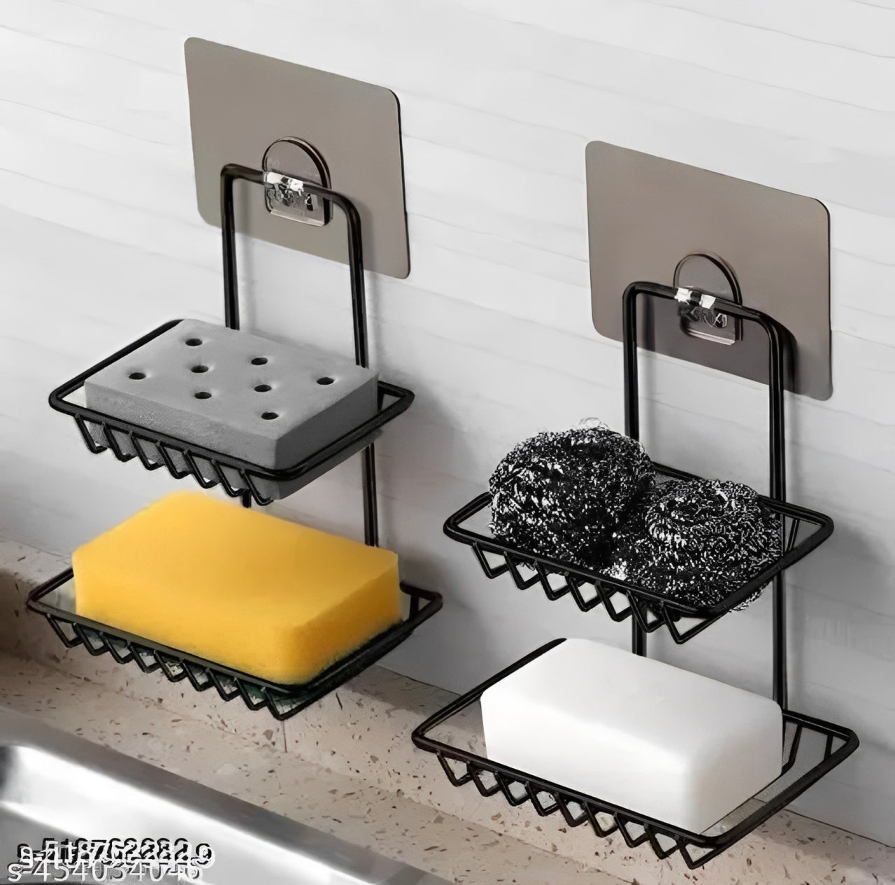 BASKIN Stainless Steel Black Soap Stand (Pack of 2) – Self-Adhesive Wall Mount